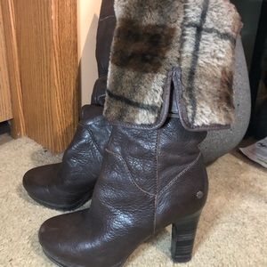 UGG Australia Savoie Fold Down Chocolate Brown Genuine Leather Heeled Boots 5